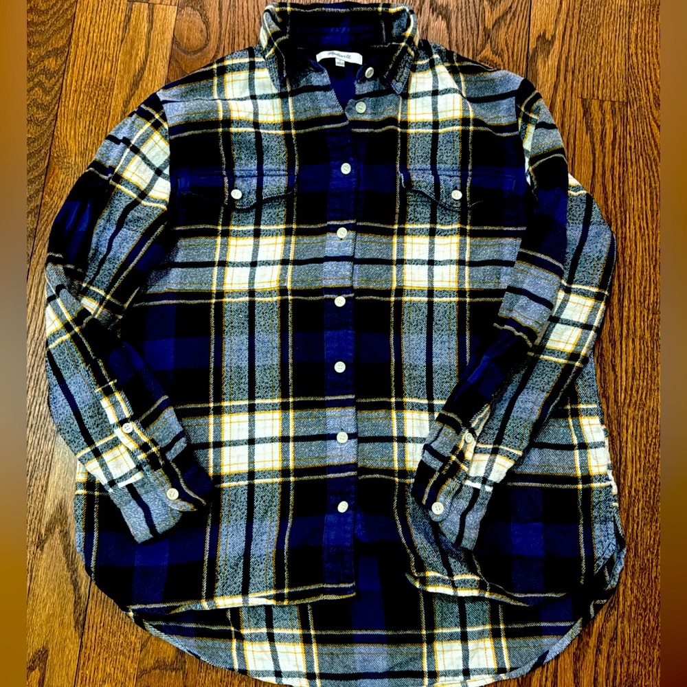 Madewell Flannel Flap-Pocket Oversized Ex-Boyfriend Shirt in Coltrane Plaid